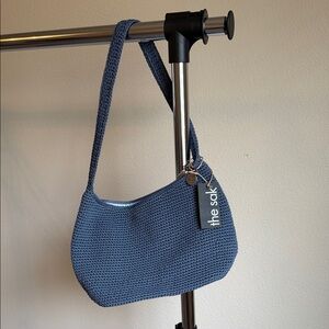The Sak Denim Blue Crochet Shoulder Bag